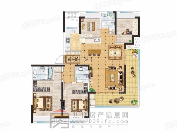 D-1户型-峯景140m24室2厅3卫.jpg