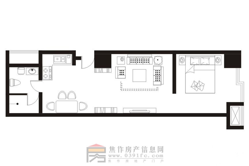 理达文华广场一室一厅一卫一厨约65.16㎡