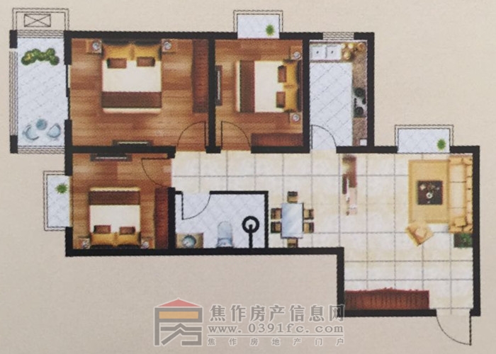 博大华庭小区2-A户型约90.78平