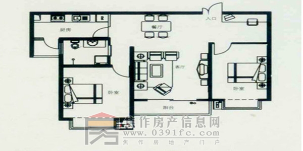 锦绣江南两室两厅一卫约97.98平