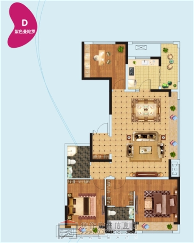 亿祥·亲亲里D户型三室两厅两卫约130.65㎡