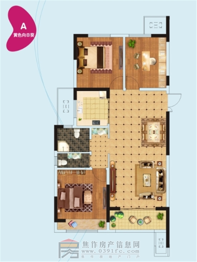 亿祥·亲亲里A户型三室两厅两卫约110.69㎡