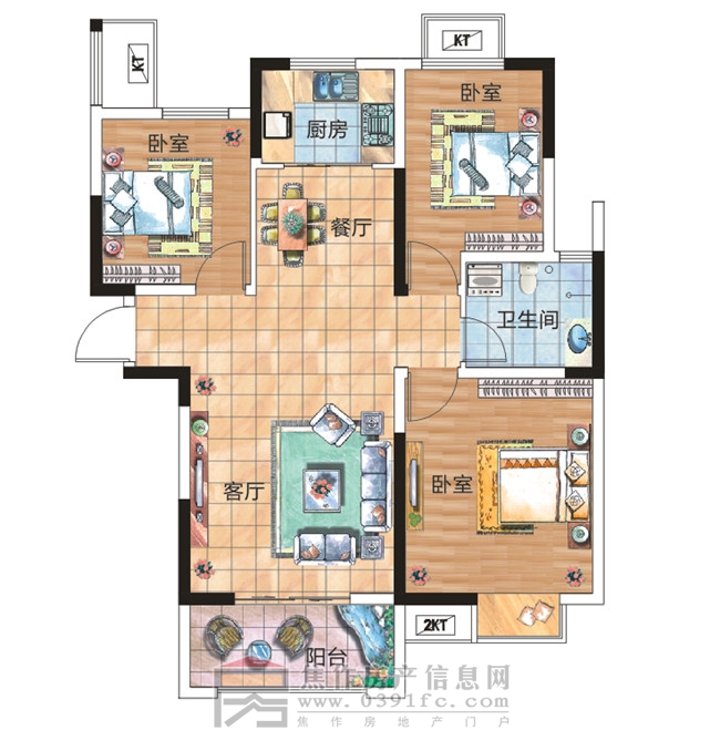 中弘名郡城三室两厅一卫约106.64㎡