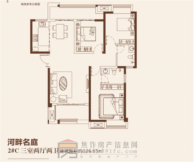 和诚外滩二期2#三室两厅两卫约126.65㎡