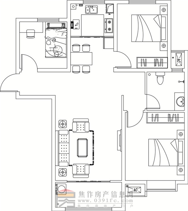 金德利公馆7#2单元东户三室两厅一卫112.31㎡