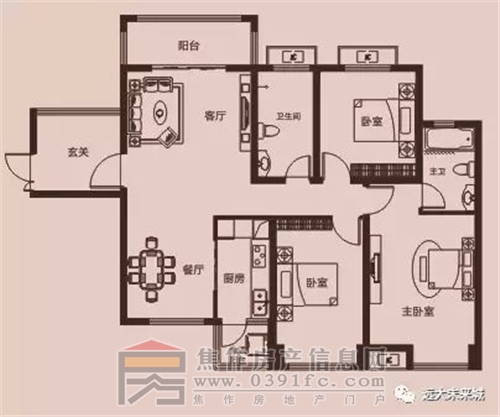 远大未来城20#F3三室两厅两卫132.77-134.44㎡