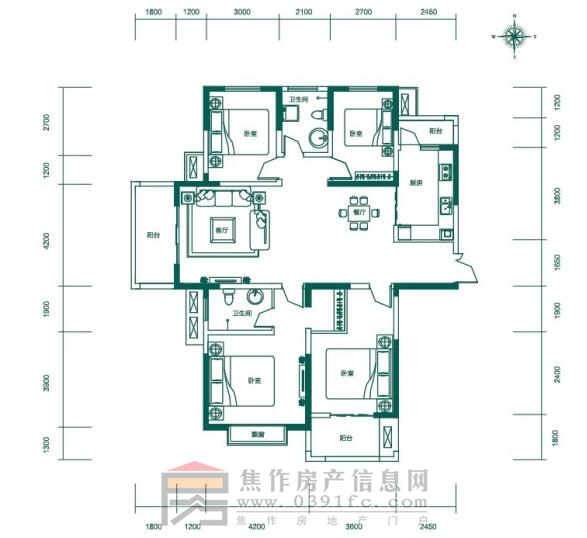 建业公园里K1四室两厅两卫约170.43㎡