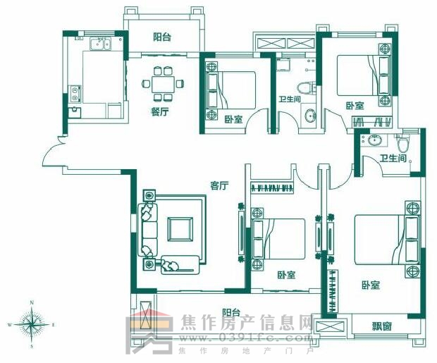 建业公园里湾畔三期172㎡四室两厅两卫