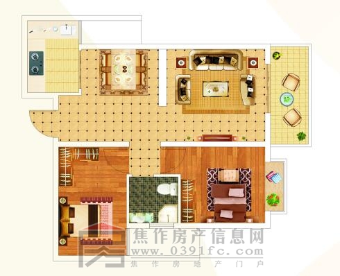 逸景雅居B2两室两厅一厨一卫81.92㎡