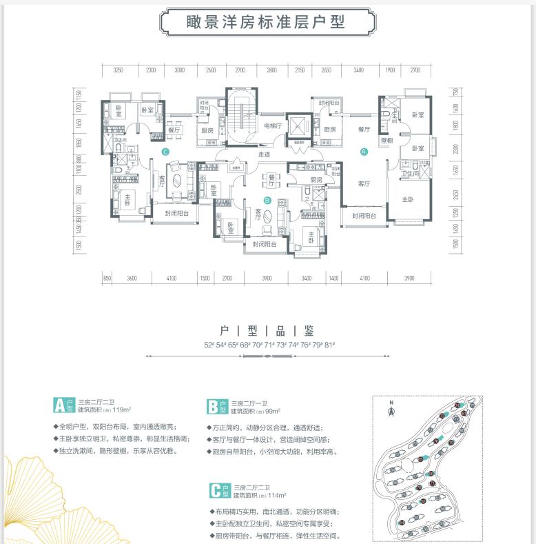 云台山恒大养生谷瞰景洋房标准层99 114 119平方户型品鉴