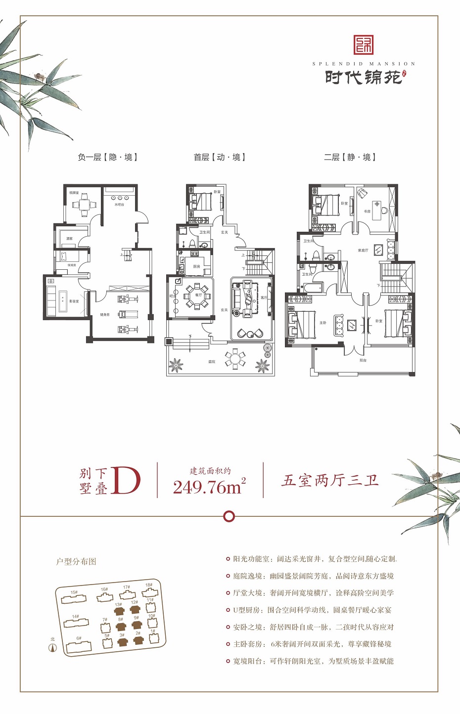 飞天时代锦苑别墅下叠五室两厅三卫249.76平方