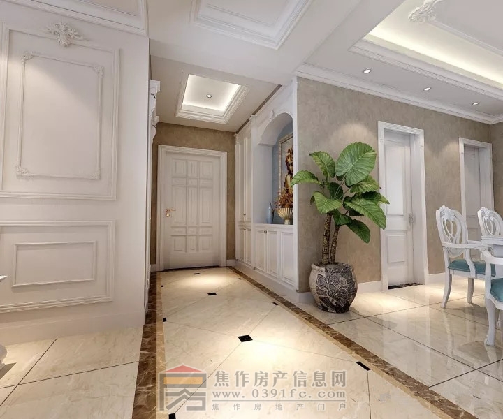 小区:建业-公园里 建筑面积:170平 装修风格:欧式风格 设计:爱家装饰 本案设计手法简约,将浪漫的复古气息与美式风格完美结合,深入生活、反复思考,描绘出最丰富浪漫的空间效果。 客厅墙面选择浅咖色壁纸 搭配天然大理石电视幕墙 选用现代欧式家具 将空间层次搭配的条理有序 沙发背景选择石膏线造型墙 将空间层次分离出来 简单而不失品质 阳光透过洁白纱质的窗帘 成了白天最自然的照射光源: 玄关门洞造型和走廊相对称 和谐统一 主卧以套间形式设计 基调较为温馨:考虑到功能和实用舒适性 卧室背景墙使用石膏
