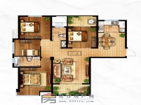 悦东城H1悦玺四室两厅两卫136.42㎡户型图