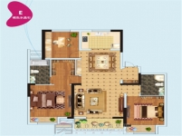 亿祥·亲亲里E户型三室两厅两卫约129.25㎡