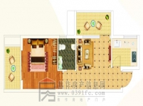 逸景雅居A1一室一厅一厨一卫48.5㎡