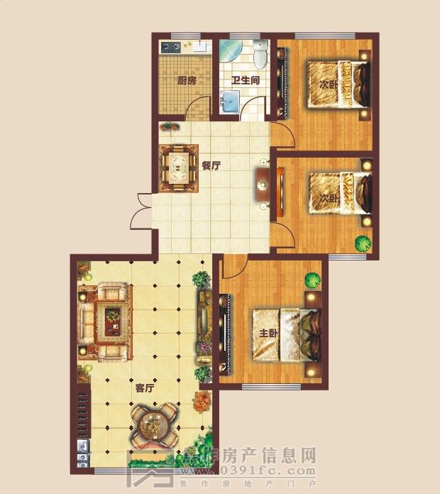 星凯国际三室两厅101㎡,四室两厅135㎡户型介绍